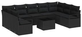 Conjunto de Sofá de Jardim com 10 Peças e Almofadas Bege em Rattan Sin