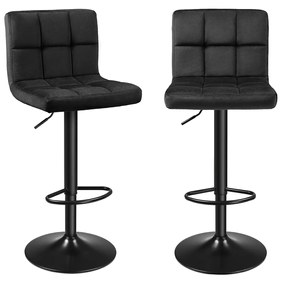 Conjunto de 2 bancos de bar com assento em veludo e altura ajustável. | SONGMICS | 47.5 x 43 x 115 cm | preto | LJB014B01.