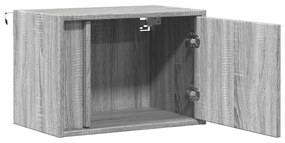 Mesas de cabeceira de parede com luzes LED 2pcs cinzento sonoma