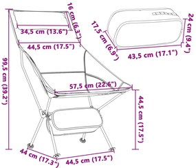 Cadeiras campismo dobráveis 2 pcs tecido oxford/alumínio preto