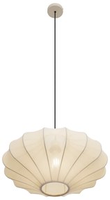 Candeeiro suspenso Japandi bege com abajur de tecido 50cm - Plu Japandi