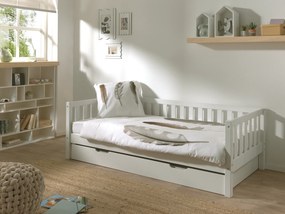 Cama infantil FRITZ (90x200) + Gaveta inferior + Estrado Branca