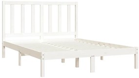 Estrutura de cama 140x200 cm madeira de pinho maciça branco