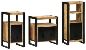 vidaXL Conjunto de Móveis para Banheiro 3 pcs Madeira de manga maciça