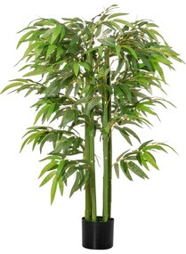 HOMCOM Bambú Artificial 140cm com Vaso Planta Artificial para Interior e Exterior Decoração de Casa Escritório Verde