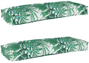 vidaXL Almofadas para Pallet para Banco 2 pcs Padrão de Folha 100x40x8 cm Tecido Oxford