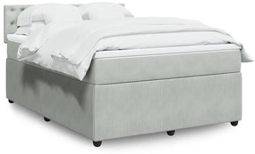 vidaXL Cama com molas/colchão 140x190 cm veludo cinzento-claro