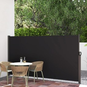 Toldo lateral retrátil para jardim 300 x 160 cm de privacidade para exterior enrolável e dobrável Preto