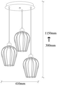 Candeeiro de Teto Tel – Preto – Diâmetro 41 cm, Altura Ajustável 115 c