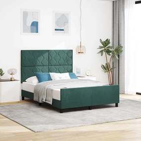 vidaXL Cama Box com cabeceira Verde Escuro 160 x 200 cm Veludo