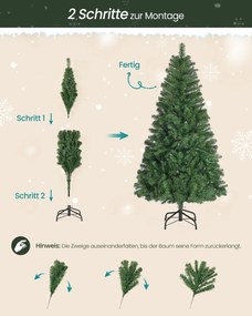 Árvore de Natal artificial 150 cm de altura (BOLAS VERMELHAS INCLUIDAS) com suporte metálico Verde