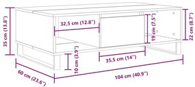 Mesa de centro 104x60x35cm derivados de madeira carvalho sonoma