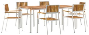 vidaXL Conjunto de Jantar para Exterior 7 pcs Madeira Sólida de Acácia
