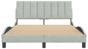 Estrutura de cama sem colchão 140x200 cm veludo cinzento-claro