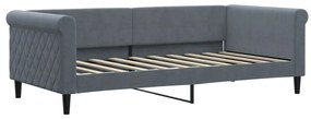 Sofá-cama c/ gavetão e colchões 90x190cm veludo cinzento-escuro