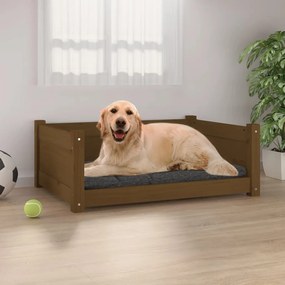 vidaXL Cama p/ cães 75,5x55,5x28 cm madeira pinho maciça castanho mel