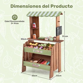 Banca de Mercado Infantil, 60 x 33 x 91 cm, Com Acessórios de Brincar, Multicolor