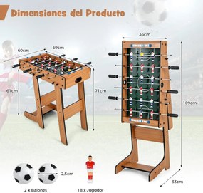 Mesa matraquilhos dobrável para crianças 33 x 36 x 109 cm com alça resistente 2 bolas e marcador Castanha