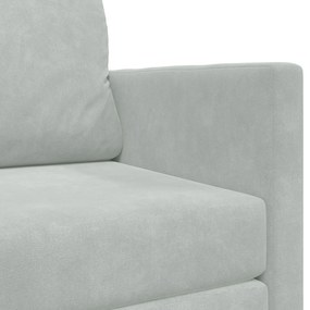 Sofá Cama de Chão 2-em-1 Cinza Claro 124x204x61 cm Veludo