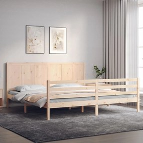 Estrutura de cama com cabeceira 200x200 cm madeira maciça