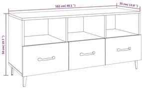 Móvel de TV 102x35x50 cm derivados de madeira cinzento sonoma