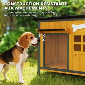 Casota para Cão de Exterior, 84,5 x 62 x 65 cm, Piso Amovível Amarelo