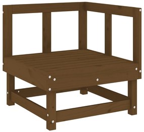 Sofás de canto p/ jardim 2pcs madeira pinho maciça castanho-mel