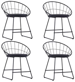 Cadeiras jantar c/ assentos em couro artificial 4 pcs aço preto