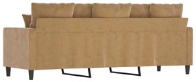 Sofá de 3 lugares 180 cm veludo castanho
