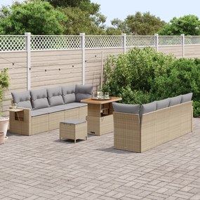Conjunto de Sofá de Jardim vidaXL com Almofadas Bege Rattan de Polieti