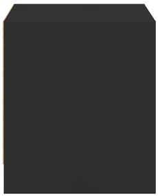 Mesas de cabeceira c/ portas de vidro 2 pcs 35x37x42 cm preto