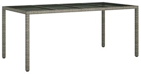 Mesa de Jantar Jardim Cinza 190x90x75 cm Rattan Sintético