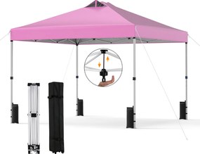 Tenda dobrável 3x3 m com 4 x Sacos de areia de montagem instantânea com 1 botão campismo, feiras, eventos e Saco com rodas Rosa