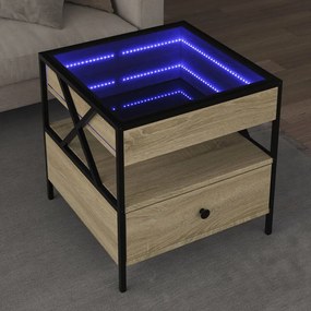 Mesa de centro luzes LED Infinity 50x50x51 cm carvalho sonoma