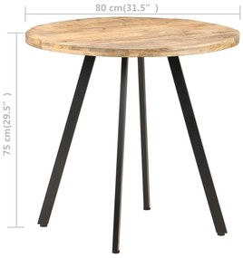 Mesa de jantar 80 cm madeira de mangueira áspera