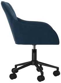 Cadeira de escritório giratória veludo azul