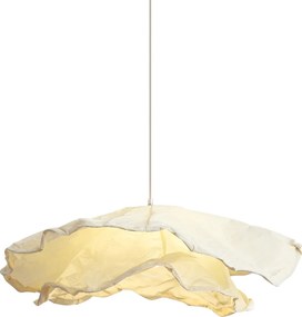 Candeeiro de Teto Pendente Japandi Bege com Abajur de Tecido 80cm - Papel