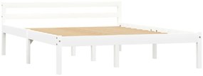 Estrutura de cama 140x200 cm madeira pinho maciço branco