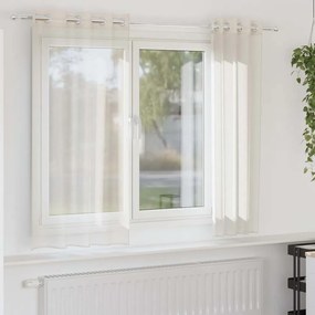 Cortinas de voile com ilhós 2 pcs creme 140x140 cm
