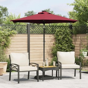 vidaXL Guarda-sol de jardim com poste de aço 225x225x212 cm bordô