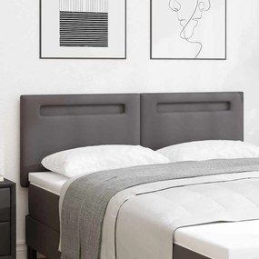vidaXL Cabeceira LED Cinzeto 144 cm Couro Sintético