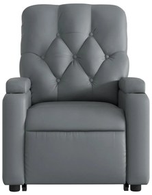 Poltrona reclinável elevatória elétrica couro artif. cinzento