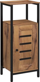 Kleankin Móvel de Casa de Banho Estilo Industrial com Porta Prateleira Ajustável 37x30x85 cm Castanho Rústico | Aosom Portugal