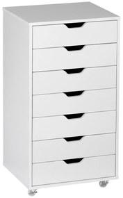 Vinsetto Bloco de Gavetas com Rodas Móvel de Arrumação para Escritório com 7 Gavetas para Documentos Formato A4 ou Cartas 47,5x39,5x90 cm Branco | Aosom Portugal