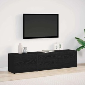 vidaXL Armário de TV com LED Carvalho Preto 162.5x34x40 cm Madeira Engenheirada