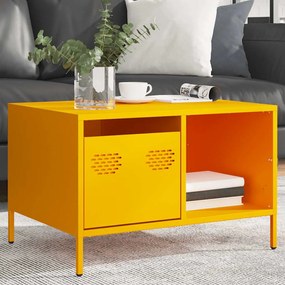 Mesa centro 68,5x50x43,5cm aço laminado a frio amarelo mostarda