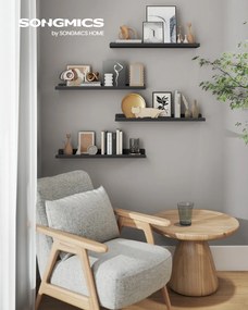 Conjunto 2 Prateleiras de parede em metal 10 x 40 x 2,5 cm Molduras pretas