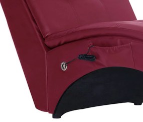 Chaise longue massagem c/ almofada couro artif. vermelho tinto