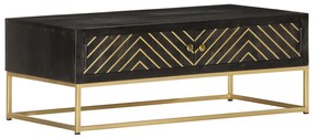 Mesa de centro 90x50x35 cm mangueira maciça preto e dourado