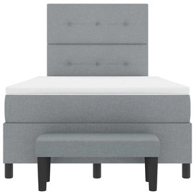 Cama Box com Colchão e Banco Cinza Claro 120x200 cm Tecido
